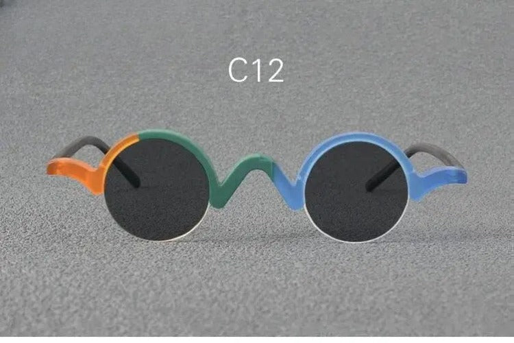 Unisex Round Semi-Rimless Acetate Prescription Glasses — view 18 | Rx Spectacle