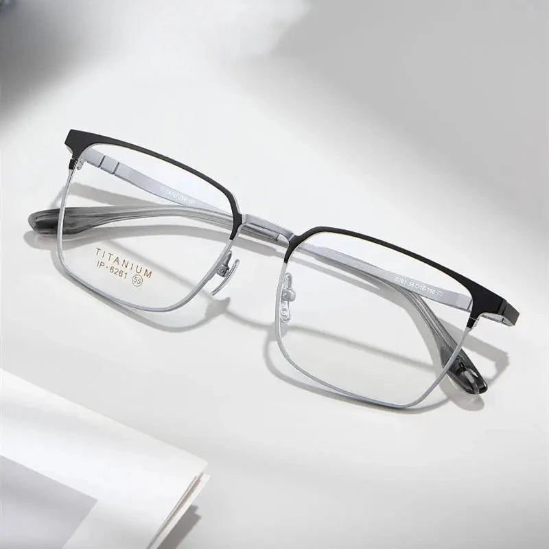 Men's Square Full Rim Titanium Prescription Glasses 406261 — view 2 | Rx Spectacle