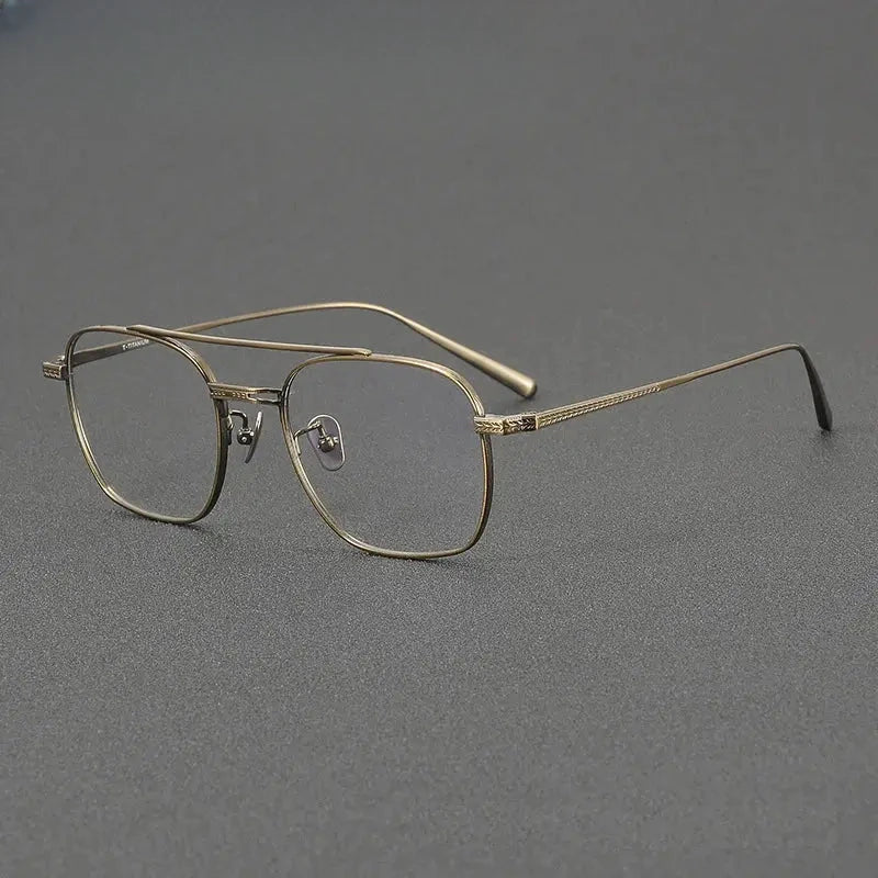 Men's Square Full Rim Titanium Double Bridge Prescription Glasses 777115 — view 5 | Rx Spectacle