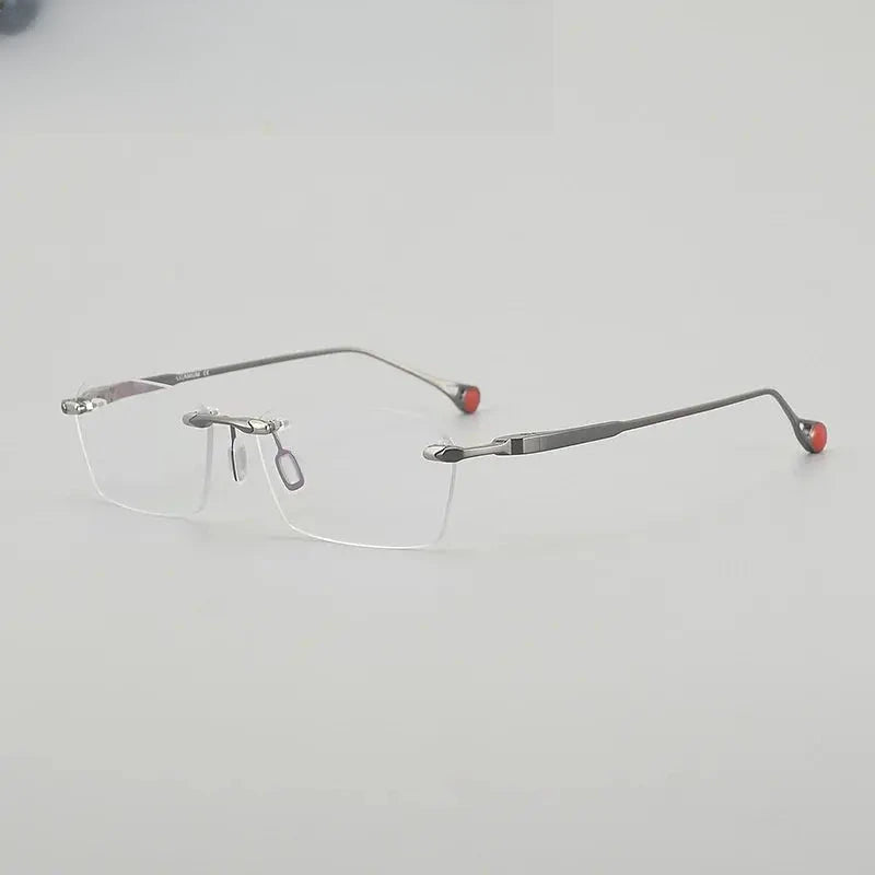 Unisex Polygon Rimless Titanium Prescription Glasses 611307 — view 7 | Rx Spectacle