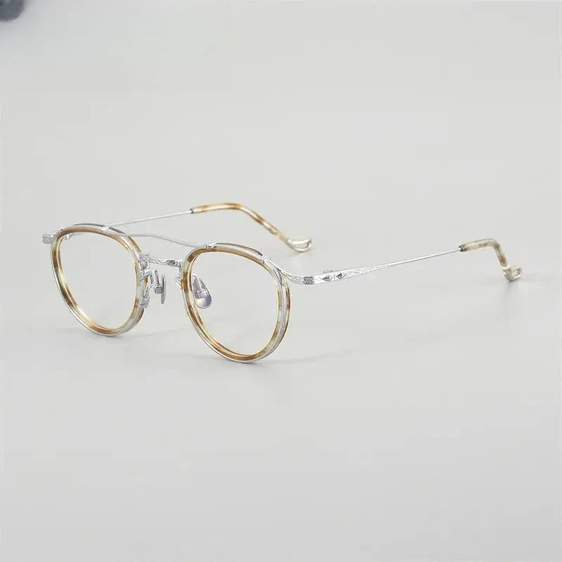 Unisex Oval Full Rim Titanium Double Bridge Prescription Glasses 881715 — view 7 | Rx Spectacle