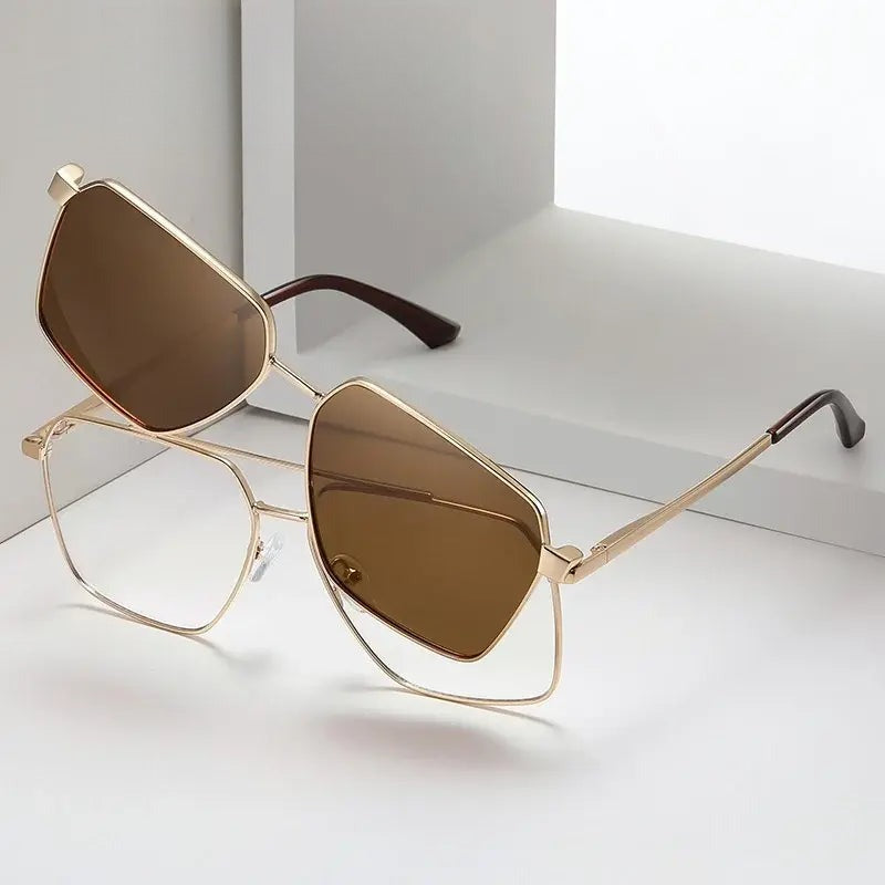 Women's Polygon Full Rim Titanium Prescription Glasses 91702 — view 1 | Rx Spectacle