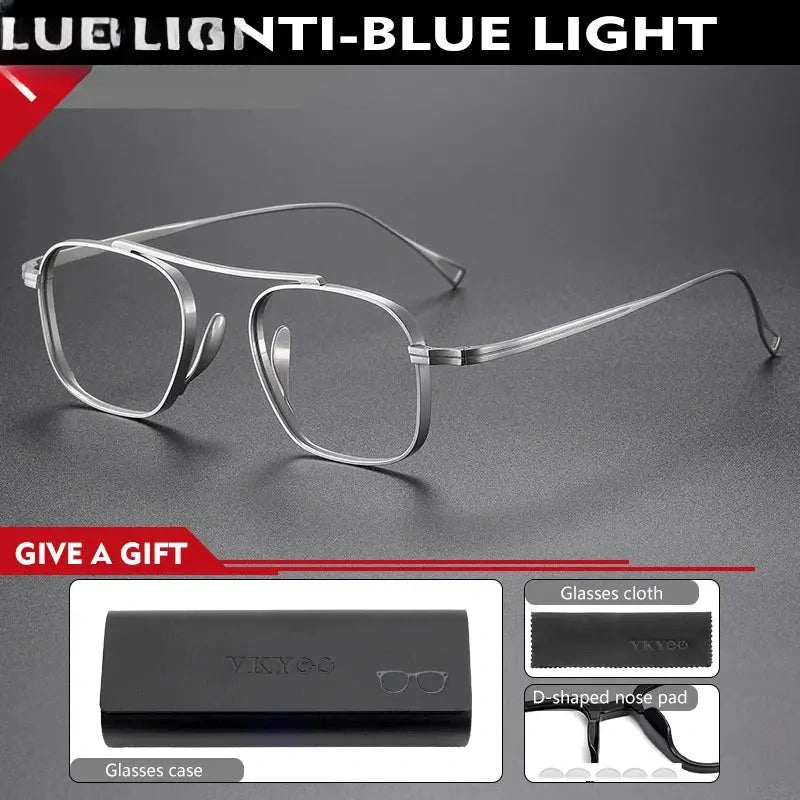 Unisex Square Full Rim Titanium Reading Glasses 49501 — view 5 | Rx Spectacle