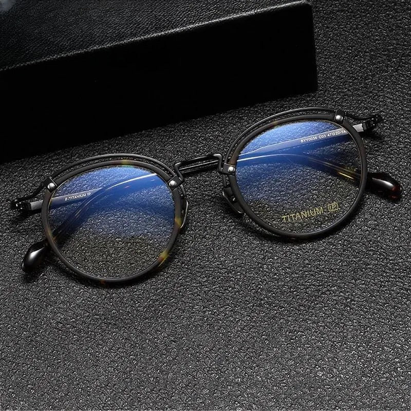 Unisex Round Full Rim Titanium Prescription Glasses Gxyj1069 — view 8 | Rx Spectacle