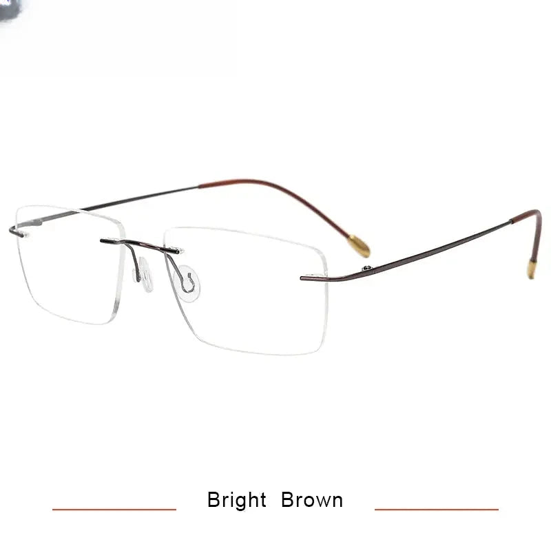 Unisex Square Rimless Titanium Prescription Glasses 71611 — view 6 | Rx Spectacle