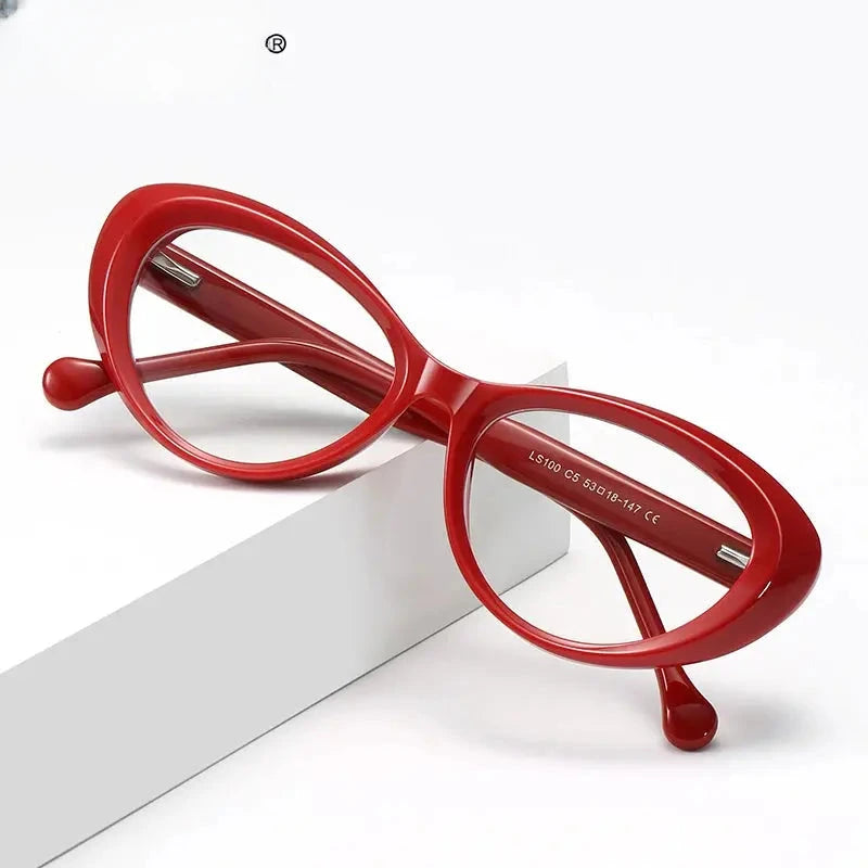 Women's Cat Eye Full Rim Titanium Reading Glasses 97100 — view 1 | Rx Spectacle