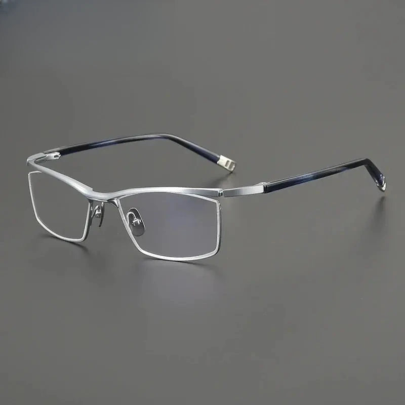 Unisex Browline Semi-Rimless Titanium Prescription Glasses Gxyj2663 — view 4 | Rx Spectacle