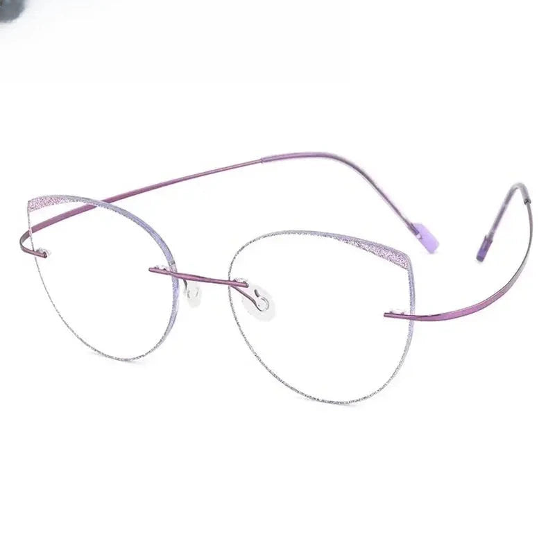 Women's Cat Eye Rimless Titanium Prescription Glasses 696074 — view 5 | Rx Spectacle