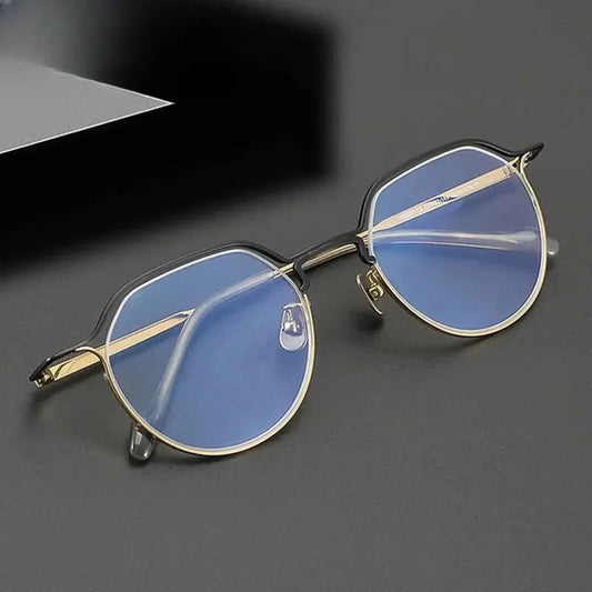 Women's Oval Full Rim Titanium Flat Top Prescription Glasses 190037 — view 1 | Rx Spectacle