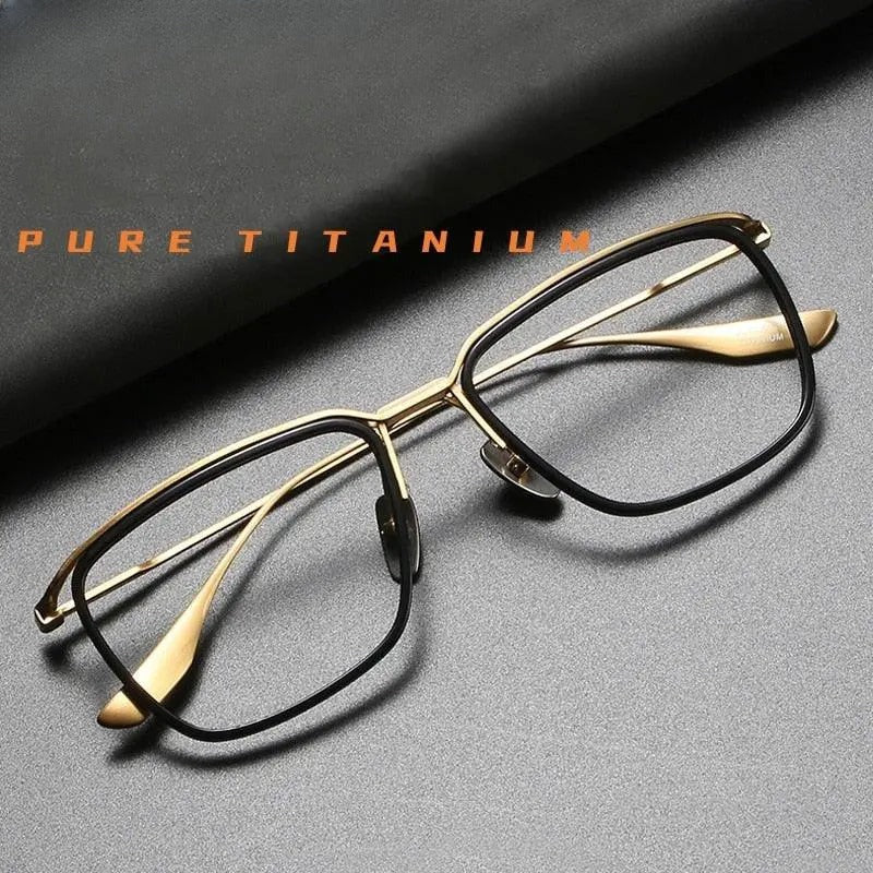 Men's Square Full Rim Titanium Oversized Prescription Glasses Dt106 — view 1 | Rx Spectacle