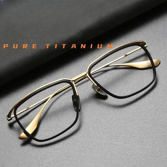 Men's Square Full Rim Titanium Oversized Prescription Glasses Dt106 — view 1 | Rx Spectacle
