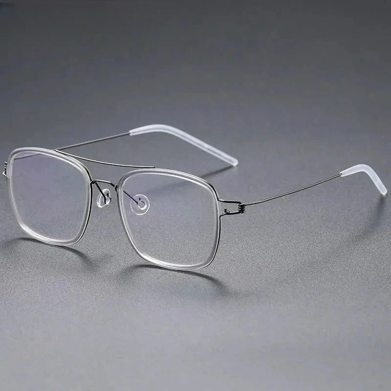 Unisex Square Full Rim Titanium Double Bridge Prescription Glasses 138185 — view 5 | Rx Spectacle