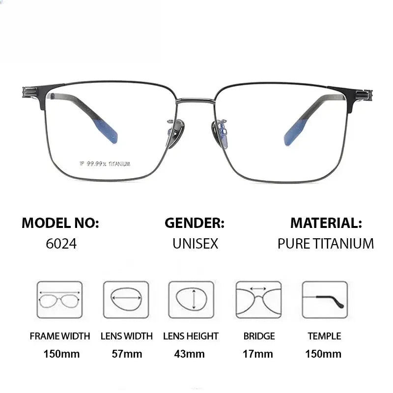 Men's Square Full Rim Titanium Prescription Glasses 966024 — view 2 | Rx Spectacle