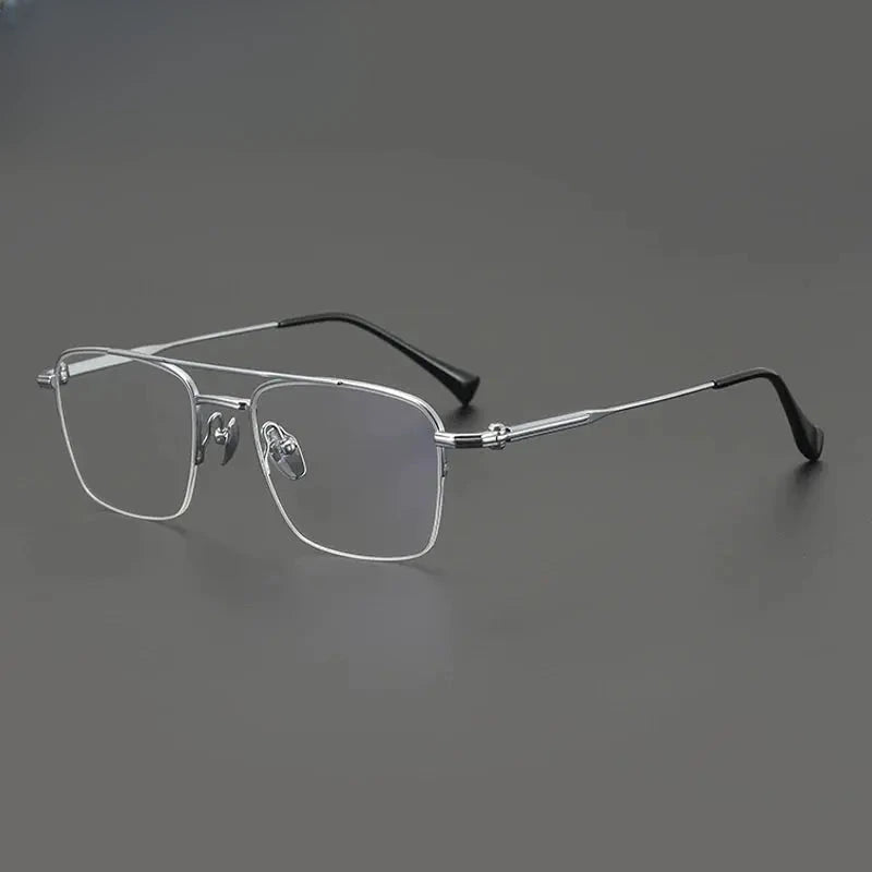 Unisex Square Semi-Rimless Titanium Prescription Glasses G4011 — view 3 | Rx Spectacle