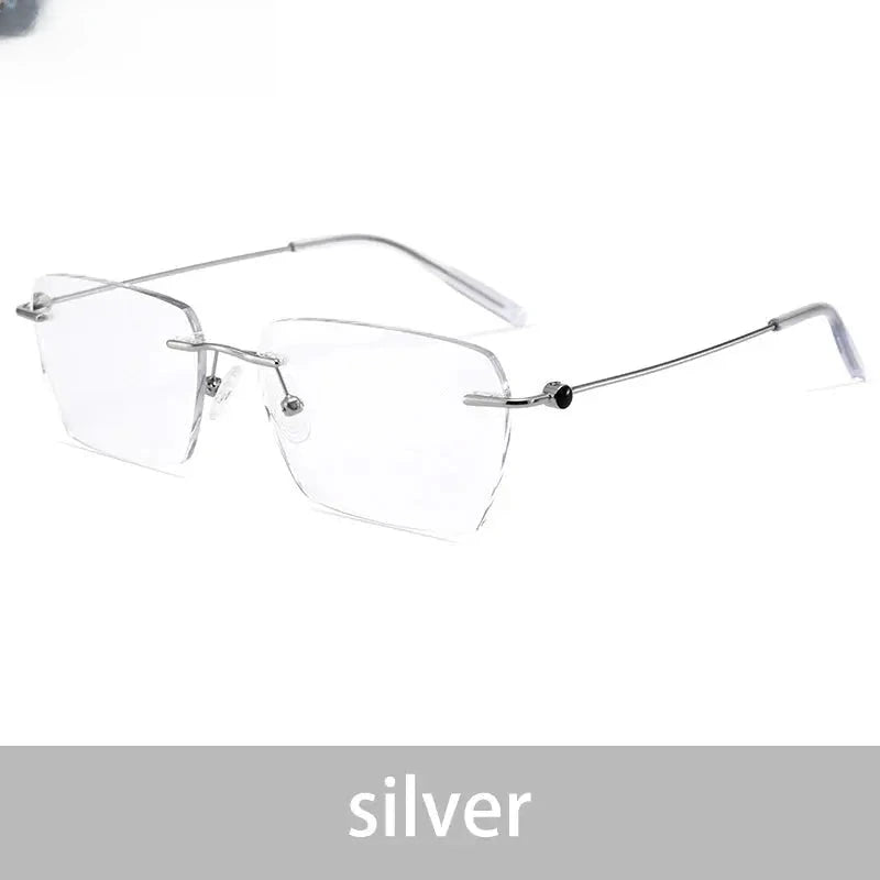 Unisex Square Rimless Titanium Reading Glasses V0620 — view 8 | Rx Spectacle