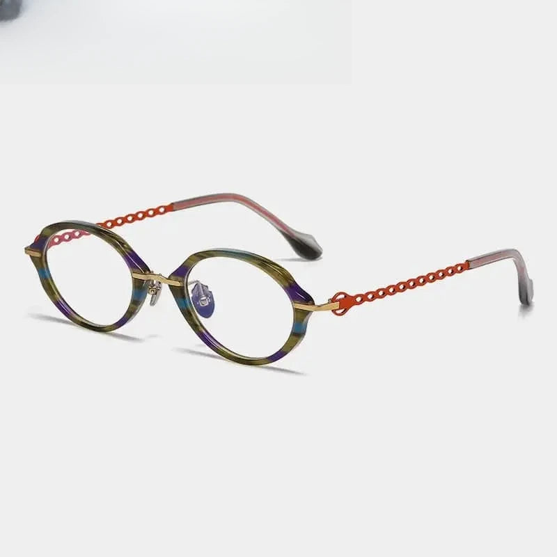 Unisex Oval Full Rim Titanium Prescription Glasses 66073 — view 9 | Rx Spectacle