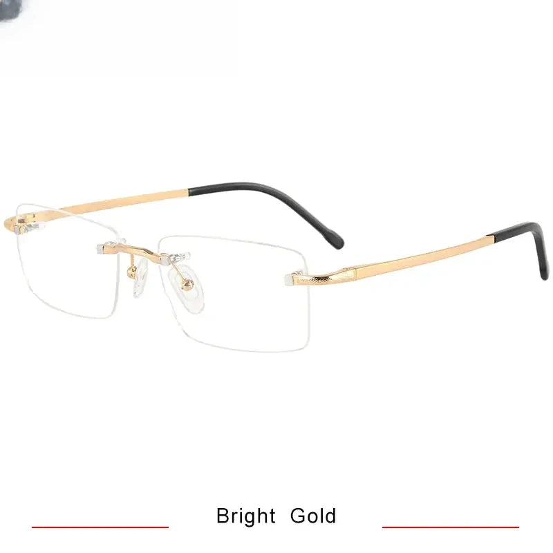 Men's Square Rimless Titanium Prescription Glasses 350023 — view 3 | Rx Spectacle