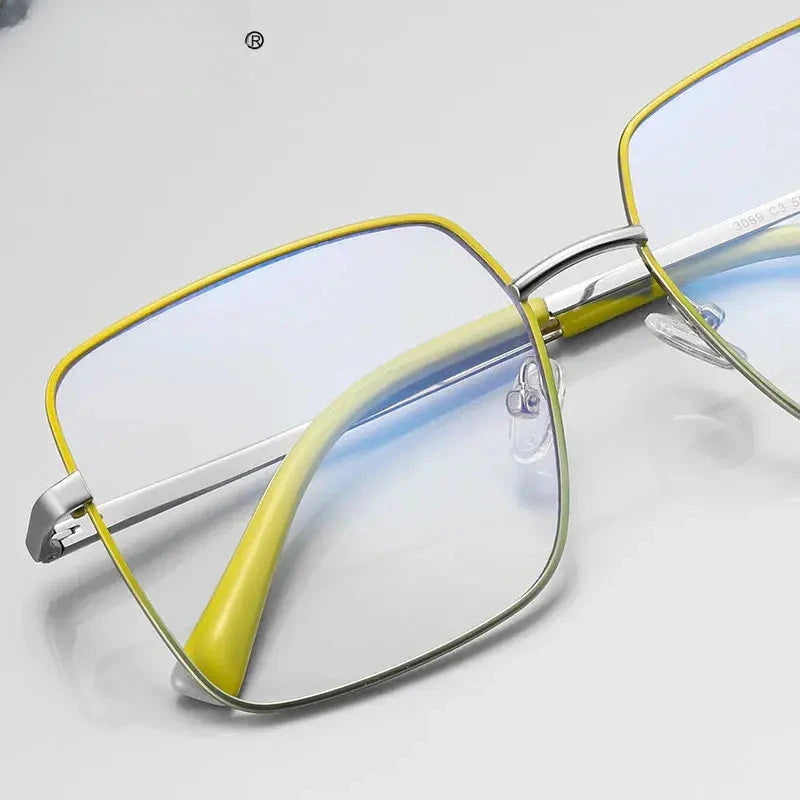 Unisex Square Full Rim Stainless Steel Reading Glasses 3089 — view 2 | Rx Spectacle
