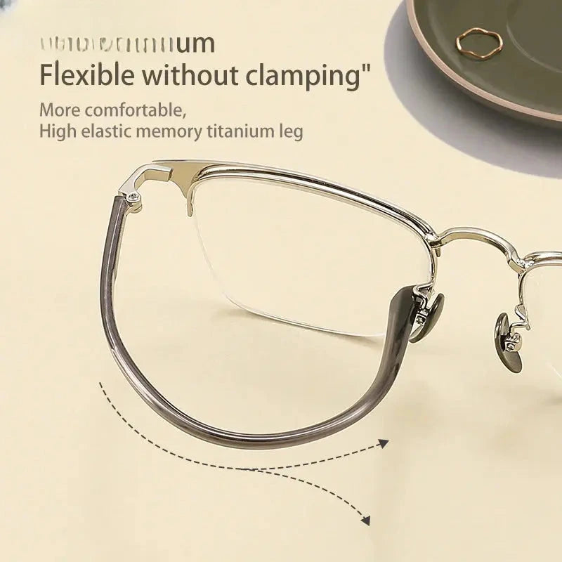 Unisex Square Semi-Rimless Alloy Reading Glasses 44888 — view 3 | Rx Spectacle
