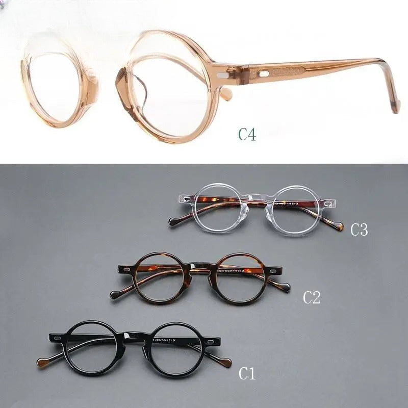 Unisex Round Full Rim Acetate Prescription Glasses Y077 — view 12 | Rx Spectacle