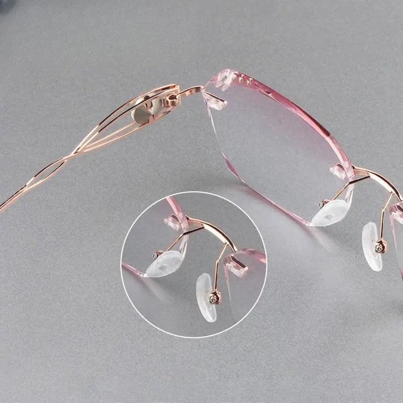 Women's Square Rimless Titanium Prescription Glasses 88023 — view 4 | Rx Spectacle