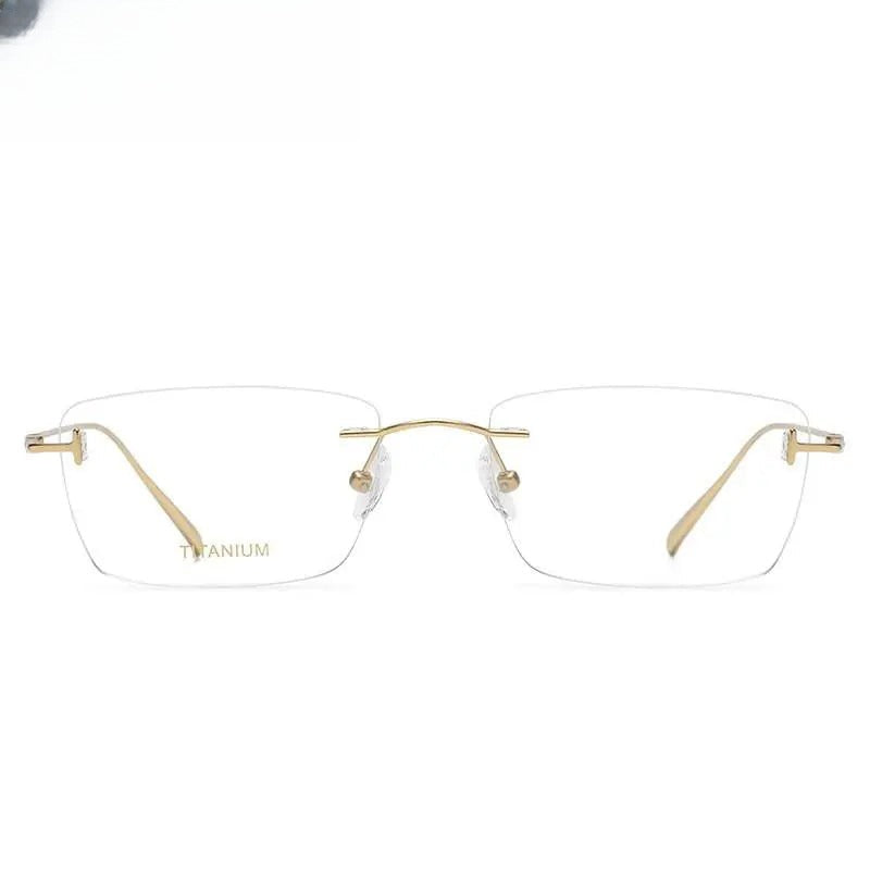 Unisex Square Rimless Titanium Prescription Glasses 5678 — view 7 | Rx Spectacle