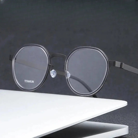 Women's Oval Full Rim Titanium Prescription Glasses 97592 — view 1 | Rx Spectacle