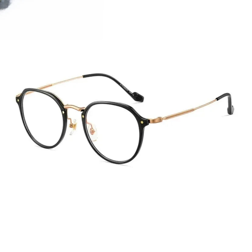 Unisex Oval Full Rim Titanium Flat Top Prescription Glasses 888076 — view 4 | Rx Spectacle