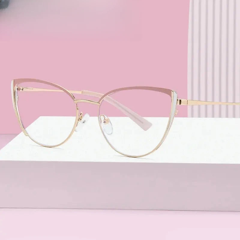 Women's Cat Eye Full Rim Alloy Prescription Glasses 4455 — view 1 | Rx Spectacle