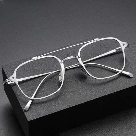 Unisex Square Full Rim Titanium Double Bridge Prescription Glasses Kj31 — view 1 | Rx Spectacle
