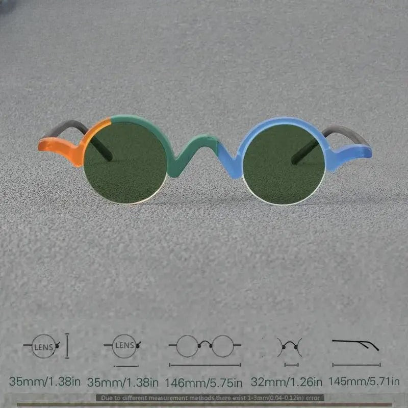 Unisex Round Semi-Rimless Acetate Prescription Glasses — view 3 | Rx Spectacle