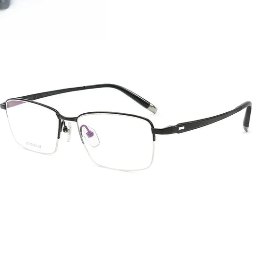 Men's Square Semi-Rimless Titanium Prescription Glasses 427022 — view 1 | Rx Spectacle