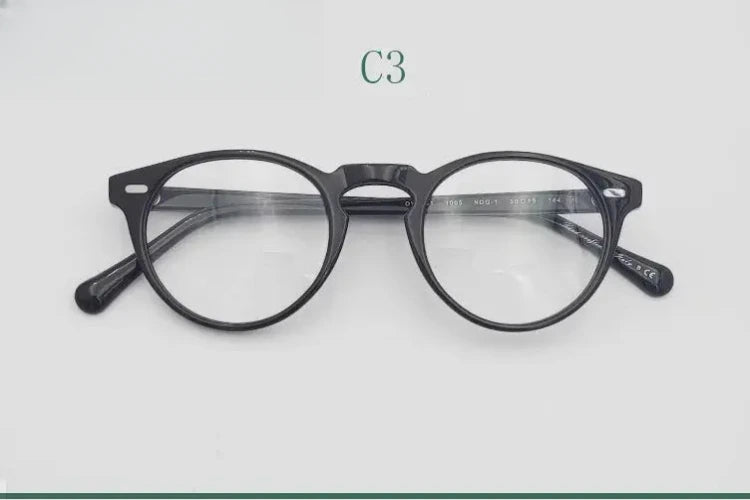 Unisex Round Full Rim Acetate Prescription Glasses 1005 — view 9 | Rx Spectacle