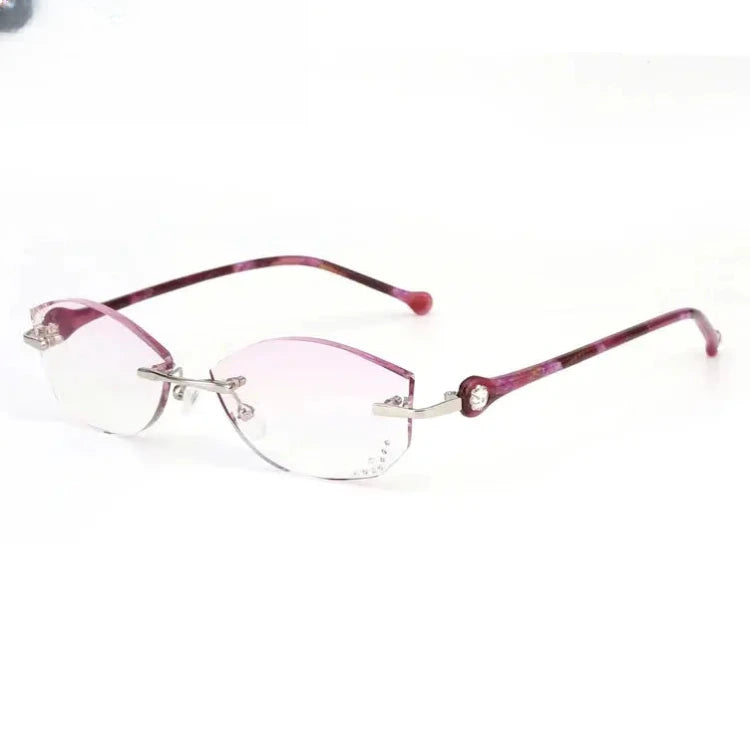 Women's Oval Rimless Titanium Prescription Glasses 77007 — view 3 | Rx Spectacle