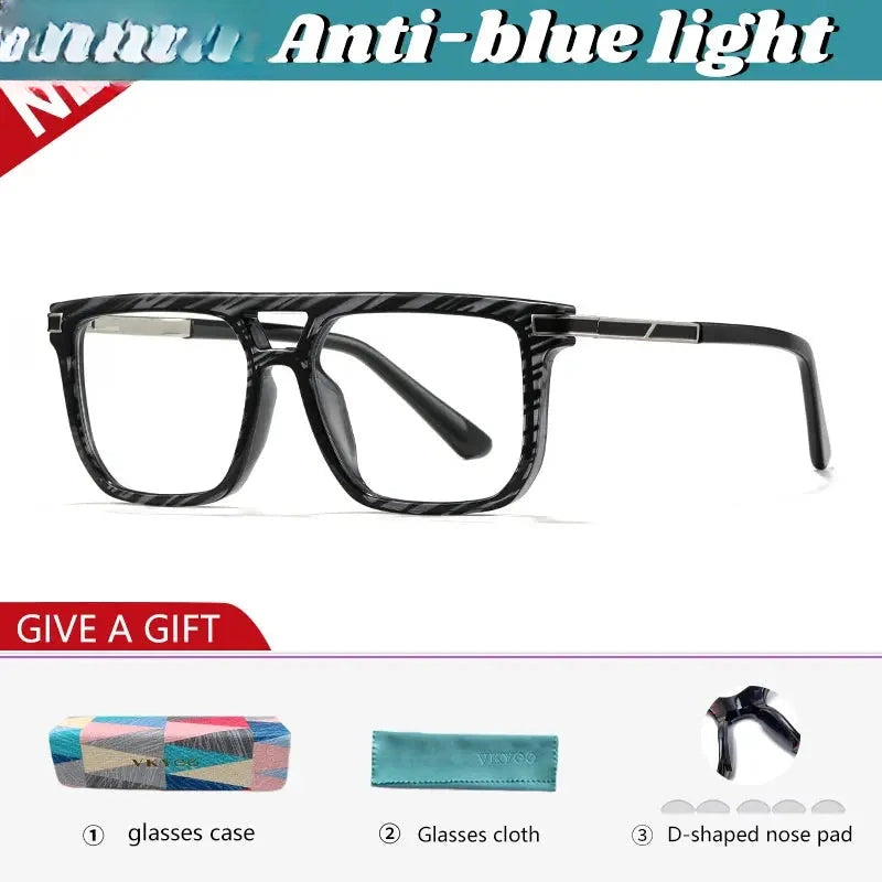Men's Square Full Rim TR90 Double Bridge Reading Glasses 760025 — view 7 | Rx Spectacle