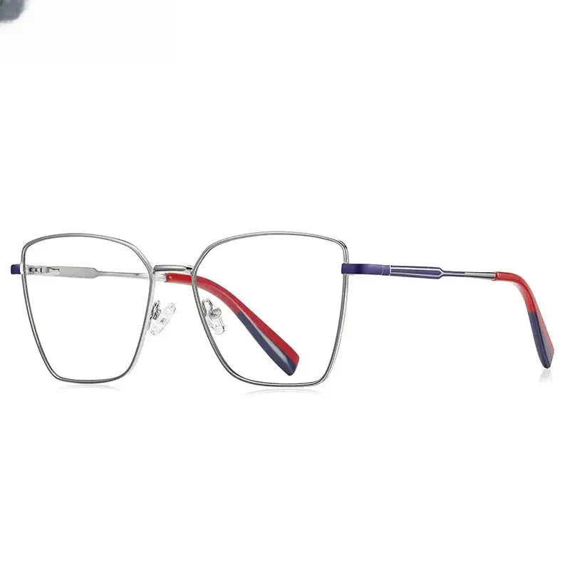Women's Square Full Rim Alloy Reading Glasses Pfd3051 — view 8 | Rx Spectacle