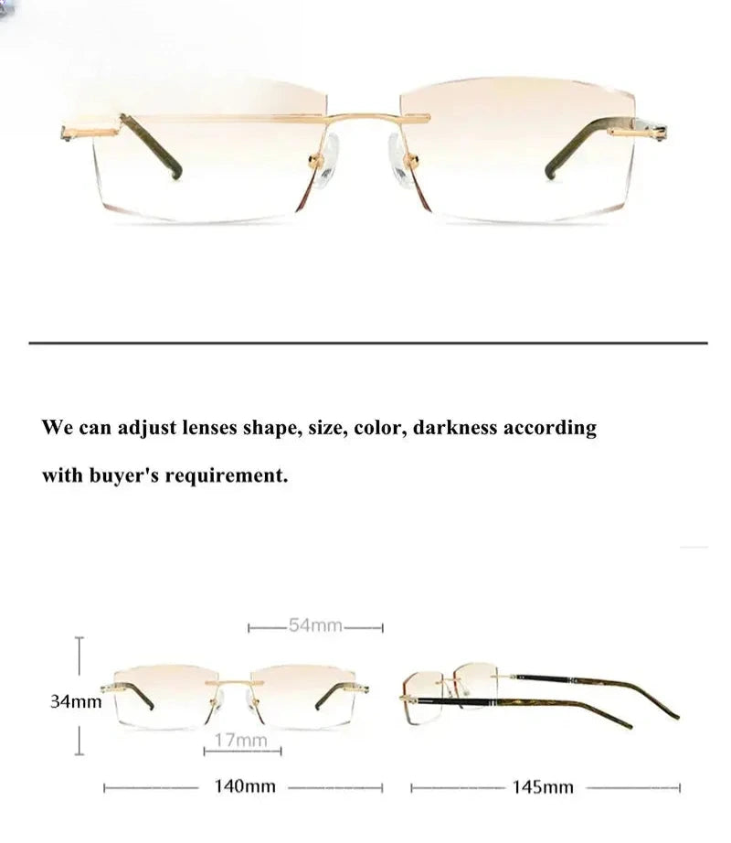 Men's Square Rimless Titanium Prescription Glasses 520566 — view 2 | Rx Spectacle