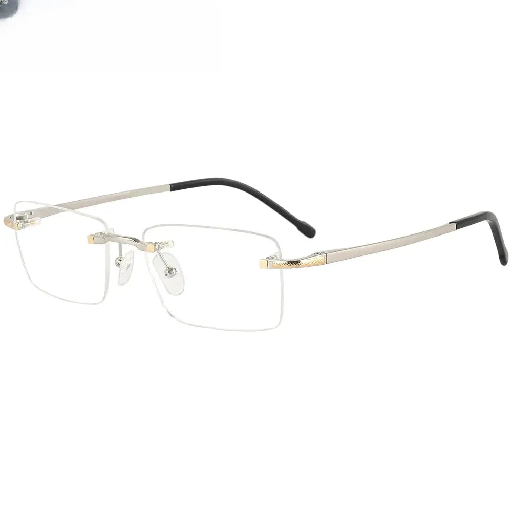 Men's Square Rimless Titanium Prescription Glasses 350023 — view 1 | Rx Spectacle