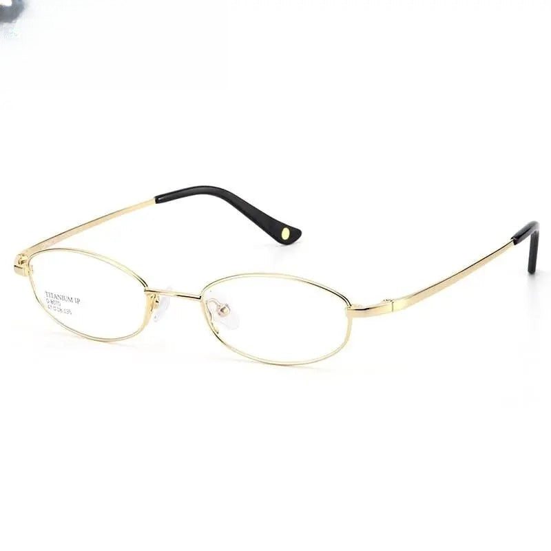 Unisex Oval Full Rim Titanium Prescription Glasses 8070 — view 13 | Rx Spectacle