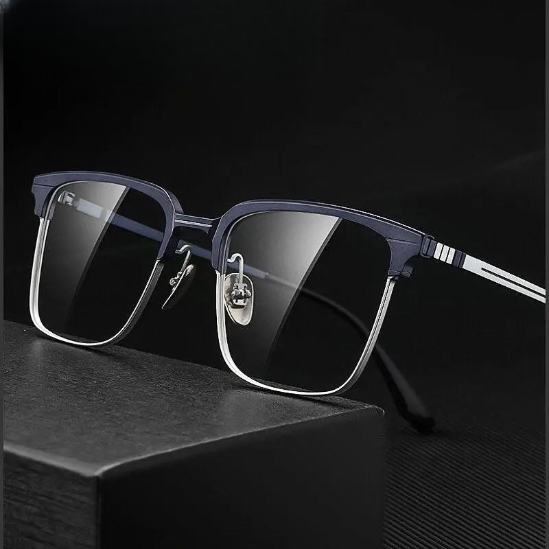 Men's Square Full Rim Titanium Prescription Glasses 9201 — view 6 | Rx Spectacle