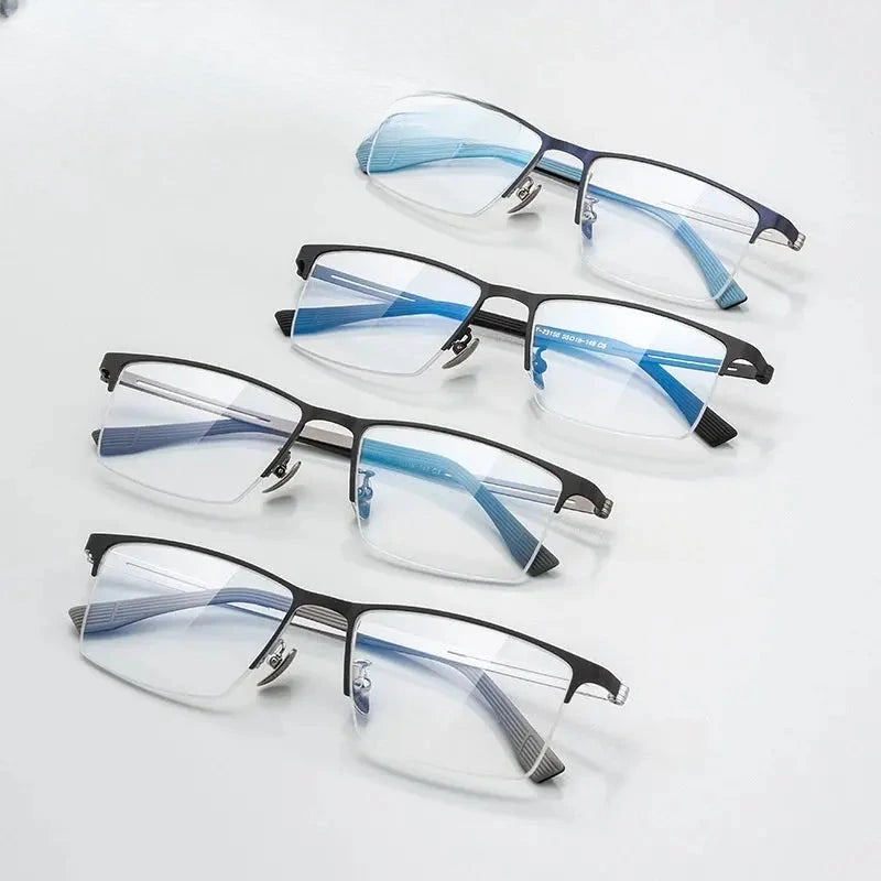 Unisex Square Semi-Rimless Titanium Prescription Glasses 23156 — view 1 | Rx Spectacle