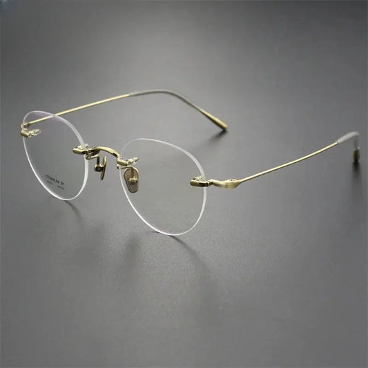 Unisex Round Rimless Titanium Prescription Glasses 2321 — view 1 | Rx Spectacle