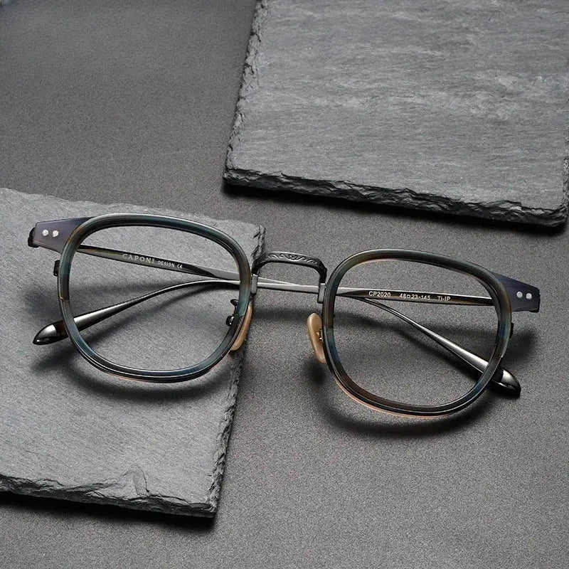 Unisex Square Full Rim Titanium Prescription Glasses Og001 — view 1 | Rx Spectacle