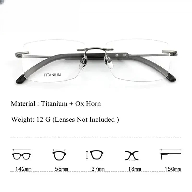 Unisex Polygon Rimless Titanium Prescription Glasses 921029 — view 2 | Rx Spectacle