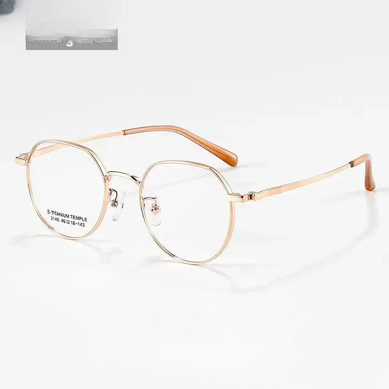 Women's Round Full Rim Titanium Flat Top Reading Glasses 2146 — view 8 | Rx Spectacle