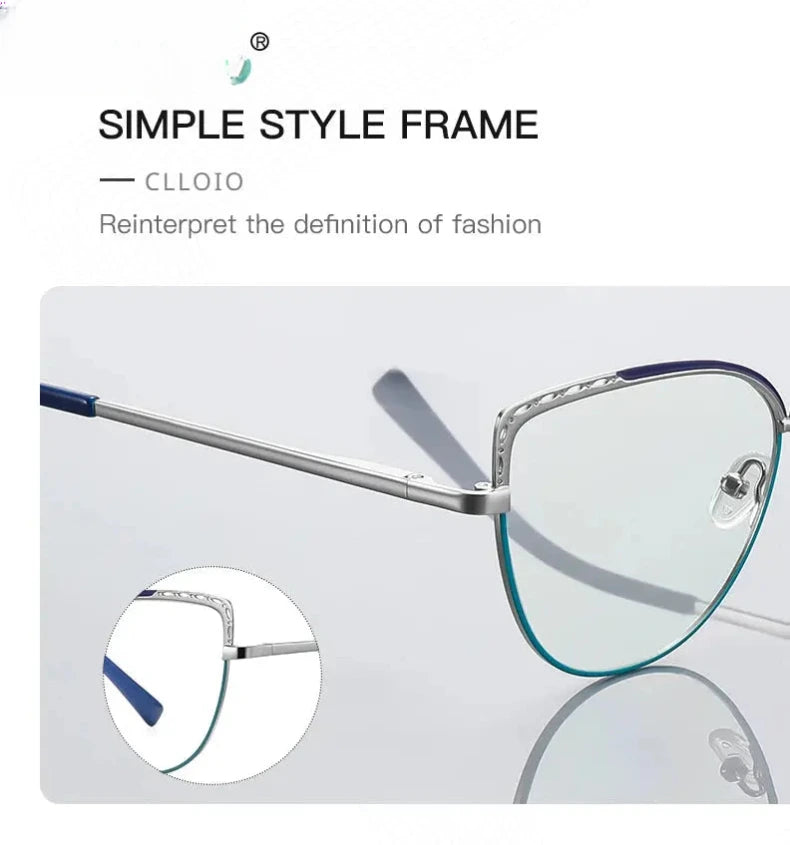 Women's Cat Eye Full Rim Alloy Reading Glasses 3112 — view 5 | Rx Spectacle