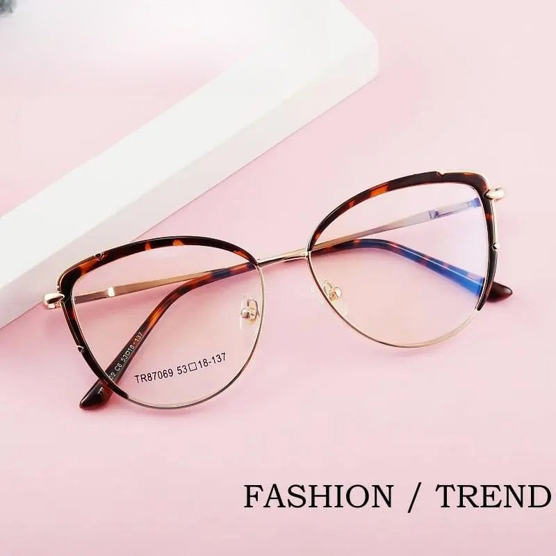 Women's Cat Eye Full Rim Alloy Prescription Glasses 87069 — view 1 | Rx Spectacle