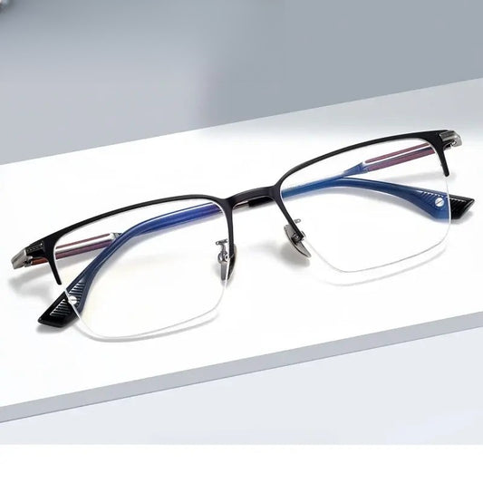 Men's Square Semi-Rimless Titanium Prescription Glasses 18231 — view 1 | Rx Spectacle
