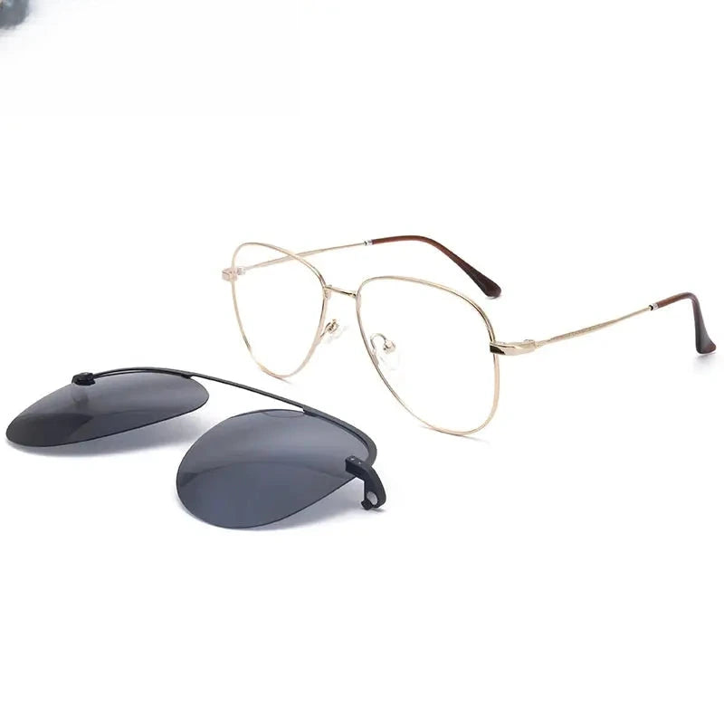 Unisex Oval Full Rim Stainless Steel Clip-On Prescription Glasses 102544 — view 3 | Rx Spectacle