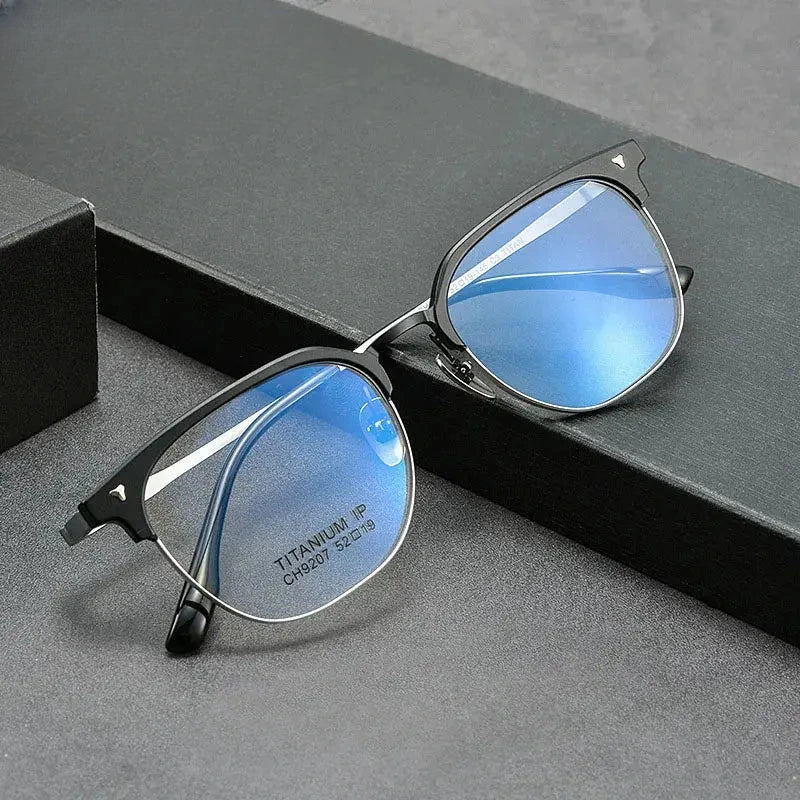 Unisex Square Full Rim Titanium Prescription Glasses 9207 — view 3 | Rx Spectacle